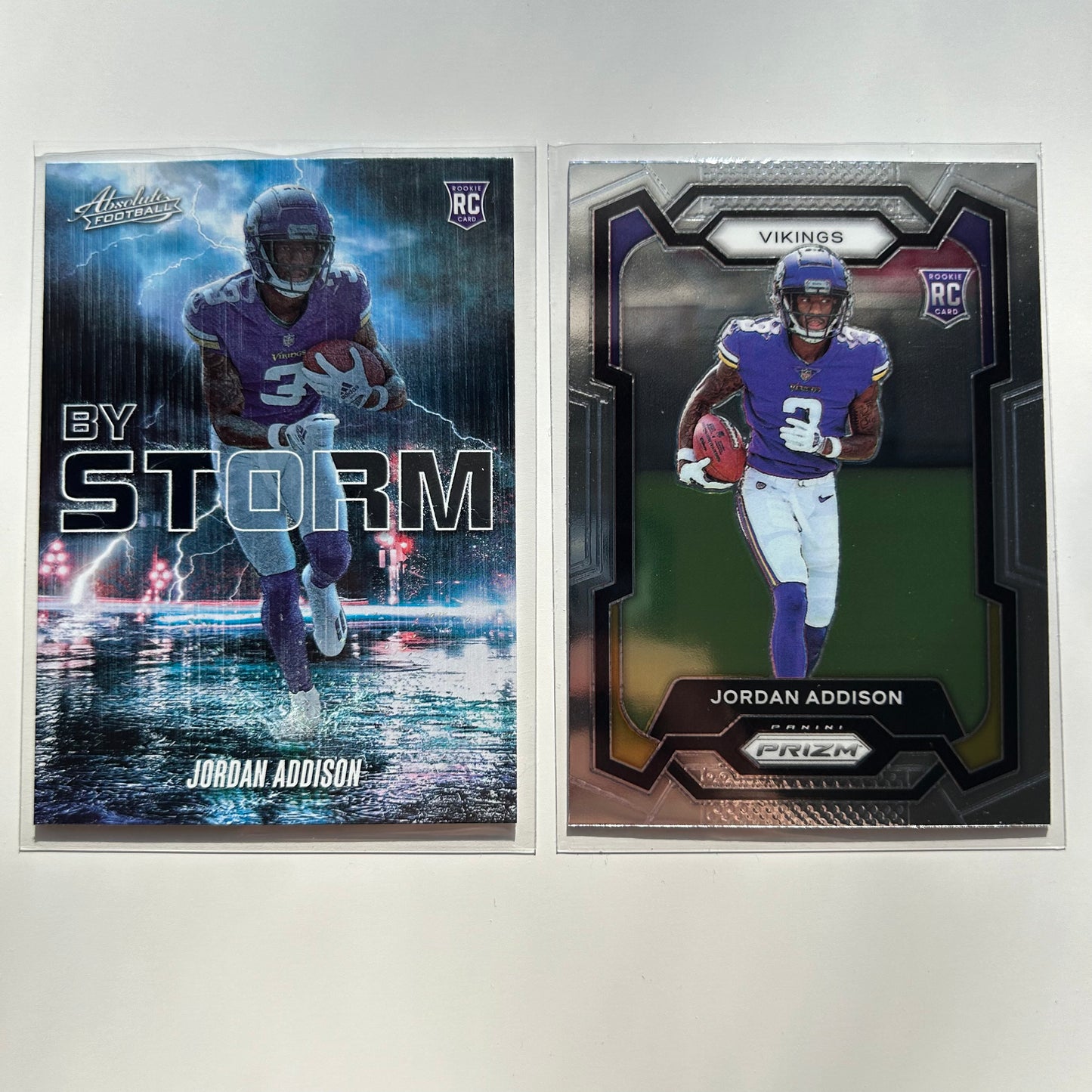 JORDAN ADDISON RC LOT - PRIZM BASE ROOKIE + ABSOLUTE BY STORM